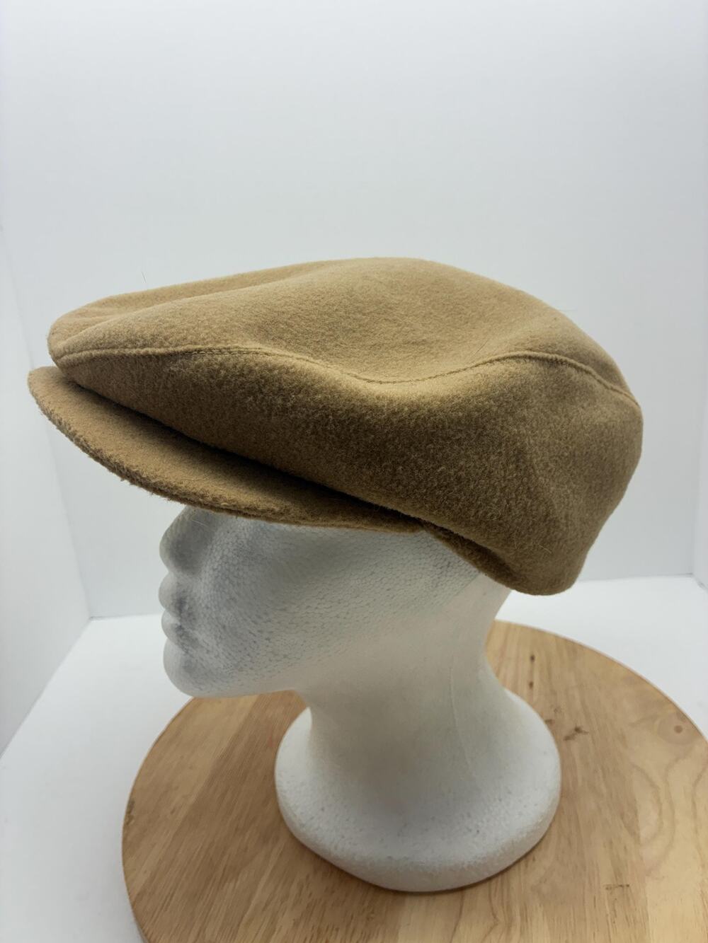 Vintage Wool Newsboy Cap Made in USA, Camel Brown Ivy Cap, 7 1/2 XL Men’s Hat